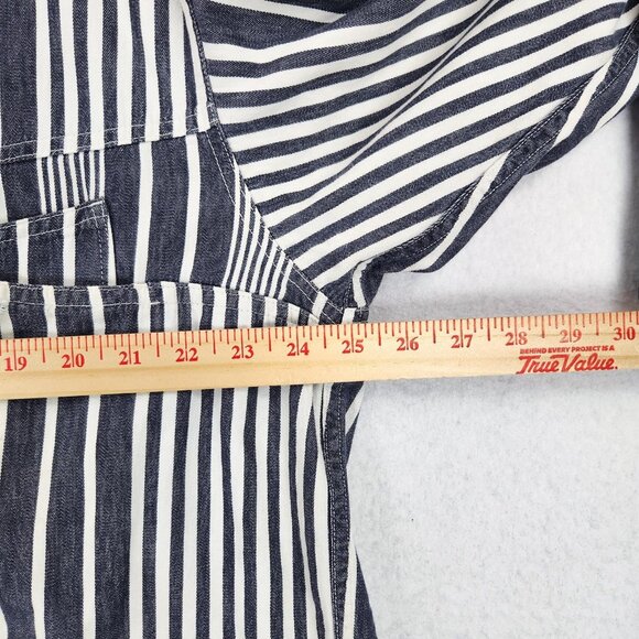 Marithe Francois Girbaud Shirt Mens Large Gray Stripe Vintage Denim USA 90s - Picture 3 of 16